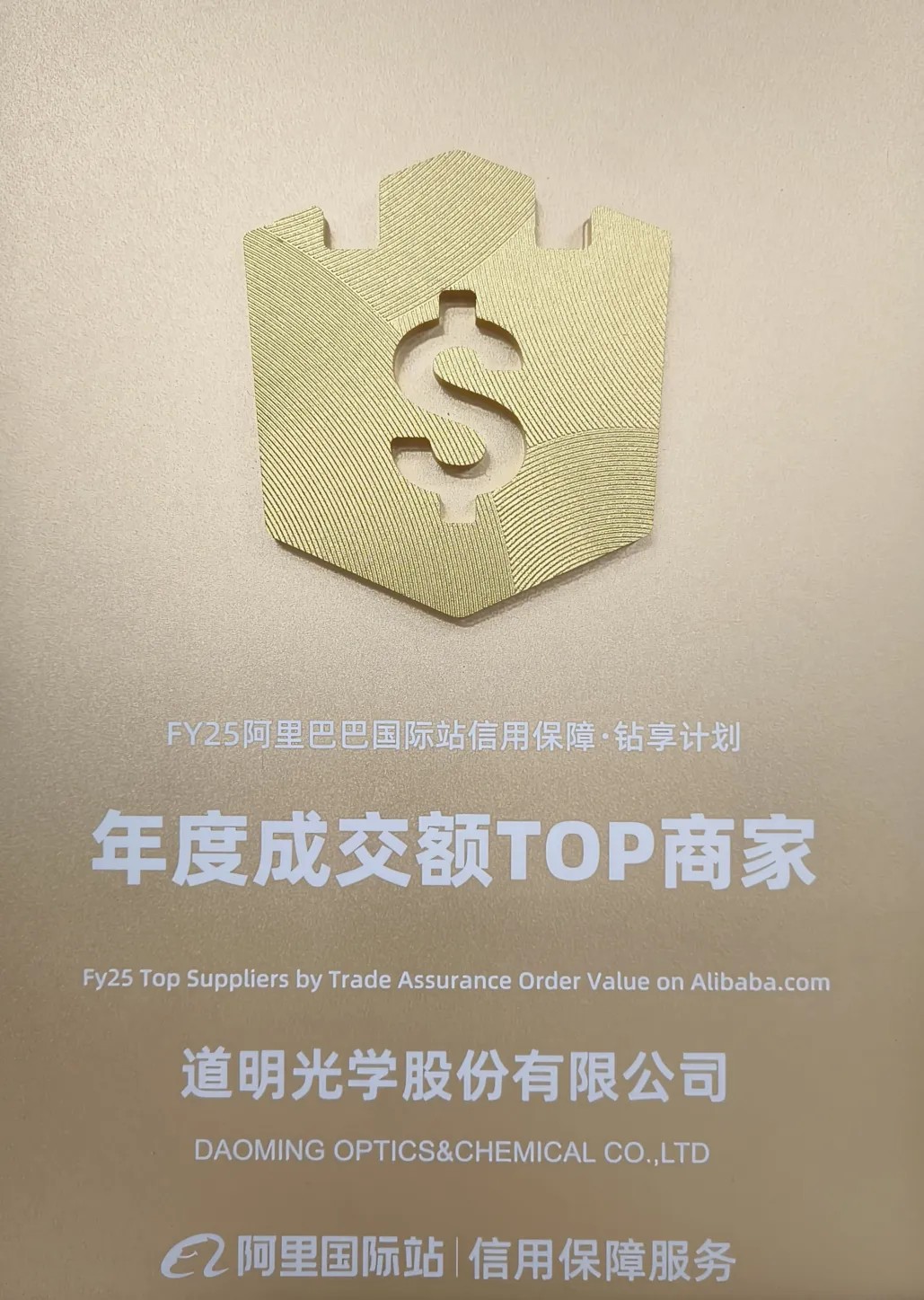 win必赢光学荣获阿里国际站年度成交额TOP商家4